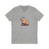 Unisex Short Sleeve V-Neck T-Shirt with Cute Capybara Design – Comfortable Casual Wear