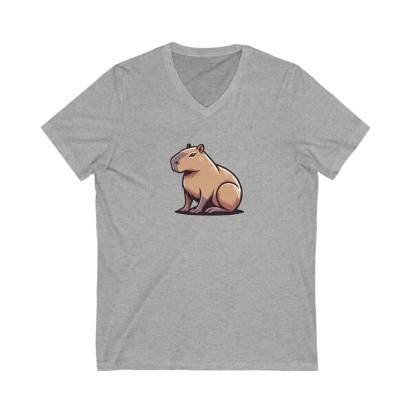 Unisex Short Sleeve V-Neck T-Shirt with Cute Capybara Design – Comfortable Casual Wear