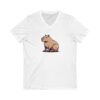 Unisex Short Sleeve V-Neck T-Shirt with Cute Capybara Design – Comfortable Casual Wear