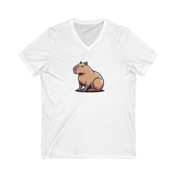 Unisex Short Sleeve V-Neck T-Shirt with Cute Capybara Design – Comfortable Casual Wear
