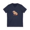Unisex Short Sleeve V-Neck T-Shirt with Cute Capybara Design – Comfortable Casual Wear