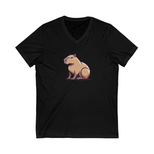 Unisex Short Sleeve V-Neck T-Shirt with Cute Capybara Design – Comfortable Casual Wear