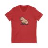 Unisex Short Sleeve V-Neck T-Shirt with Cute Capybara Design – Comfortable Casual Wear