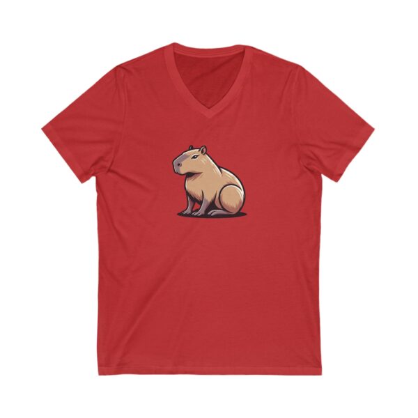 Unisex Short Sleeve V-Neck T-Shirt with Cute Capybara Design – Comfortable Casual Wear