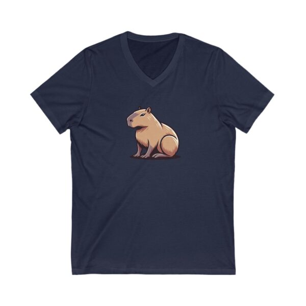 Unisex Short Sleeve V-Neck T-Shirt with Cute Capybara Design – Comfortable Casual Wear