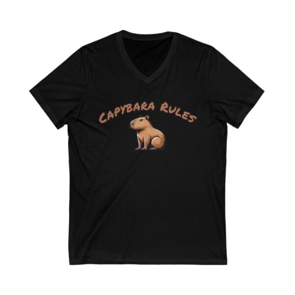 Unisex Short Sleeve V-Neck T-Shirt with Cute Capybara Design – Comfortable Casual Wear