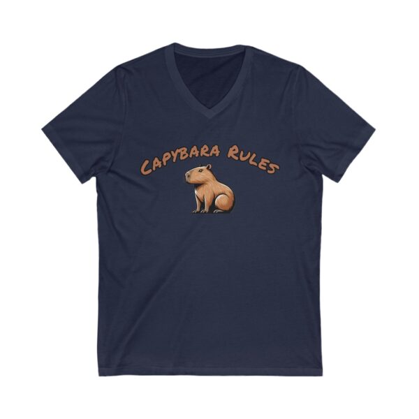 Unisex Short Sleeve V-Neck T-Shirt with Cute Capybara Design – Comfortable Casual Wear