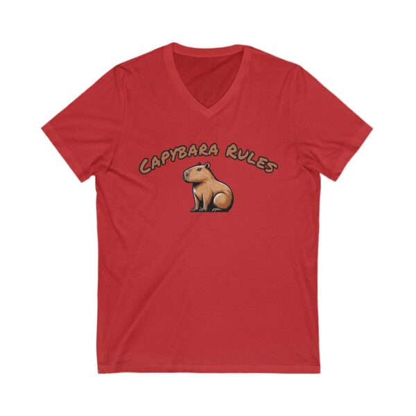 Unisex Short Sleeve V-Neck T-Shirt with Cute Capybara Design – Comfortable Casual Wear