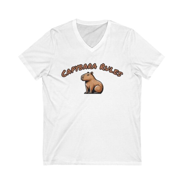 Unisex Short Sleeve V-Neck T-Shirt with Cute Capybara Design – Comfortable Casual Wear