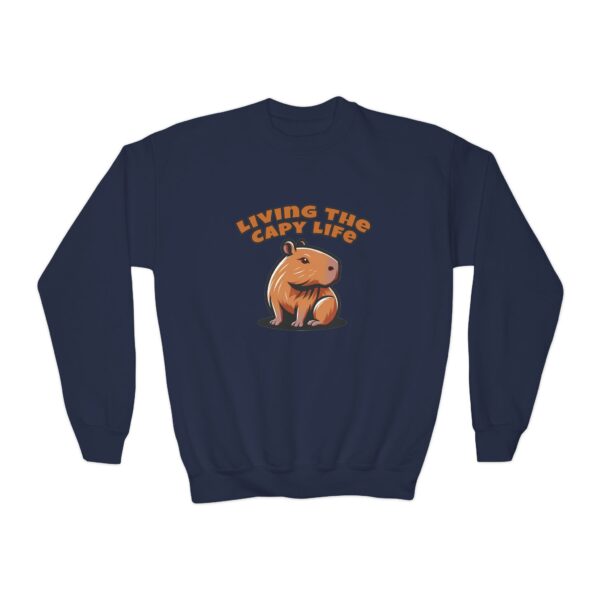 Youth Crewneck Sweatshirt with Adorable Capybara Design – Cozy and Fun for Everyday Wear