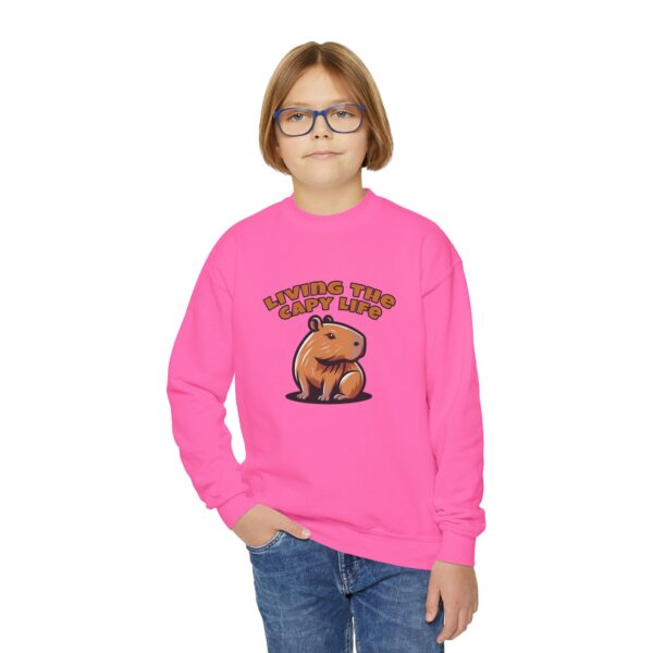 Youth Crewneck Sweatshirt with Adorable Capybara Design – Cozy and Fun for Everyday Wear