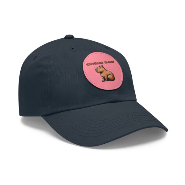 Dad Hat with Leather Patch (Round) - Capybara design