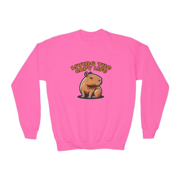 Youth Crewneck Sweatshirt with Adorable Capybara Design – Cozy and Fun for Everyday Wear