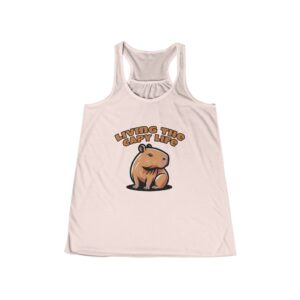 Womens Flowy Racerback Tank with Adorable Capybara Design – Lightweight, Stylish, and Fun for Summer