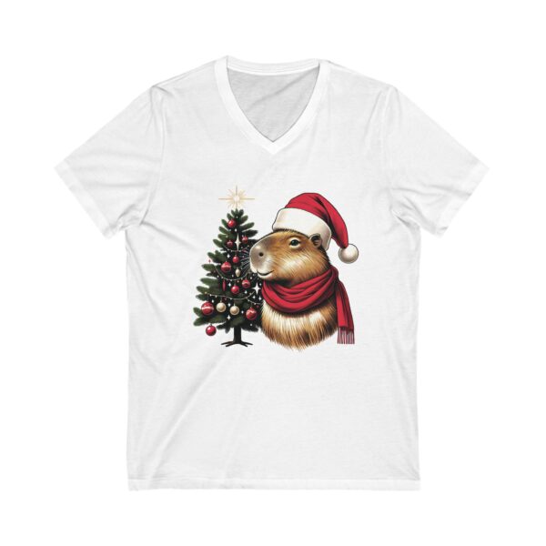Unisex Christmas Capybara V-Neck Tee – Festive and Comfy T-Shirt