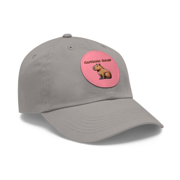 Dad Hat with Leather Patch (Round) - Capybara design