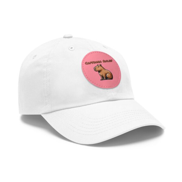 Dad Hat with Leather Patch (Round) - Capybara design