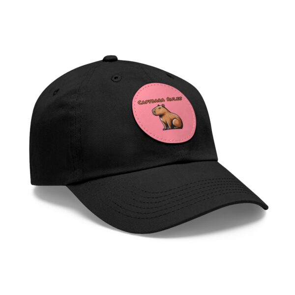 Dad Hat with Leather Patch (Round) - Capybara design