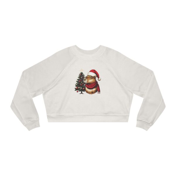 Women's Christmas Capybara Cropped Fleece Pullover – Cozy and Festive