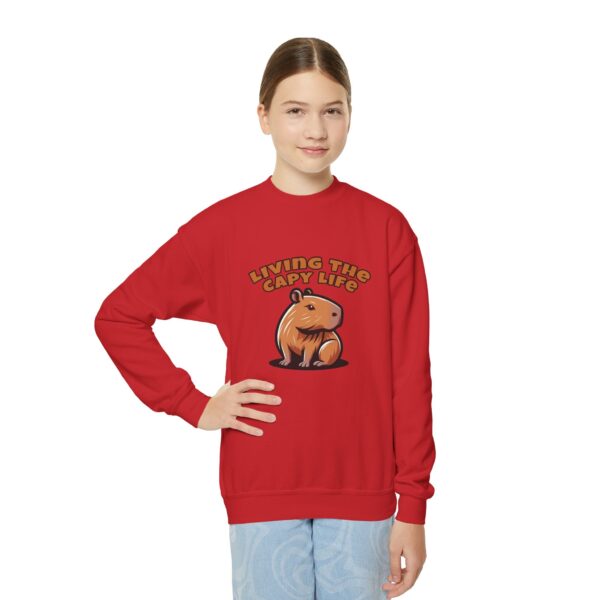 Youth Crewneck Sweatshirt with Adorable Capybara Design – Cozy and Fun for Everyday Wear