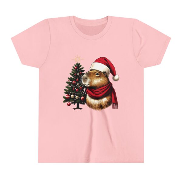 Youth Christmas Capybara Tee – Fun and Festive Short Sleeve Shirt