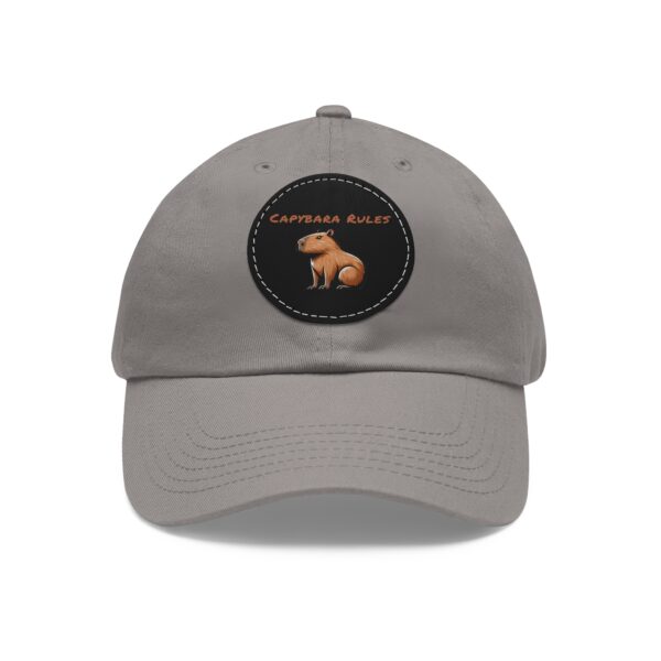 Dad Hat with Leather Patch (Round) - Capybara design