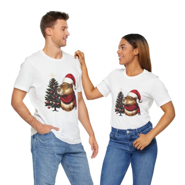 Unisex Christmas Capybara Tee – Festive and Cozy Short Sleeve Shirt