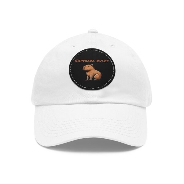 Dad Hat with Leather Patch (Round) - Capybara design