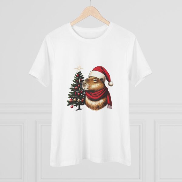 Women's Christmas Capybara Cotton Tee – Festive and Comfortable Top