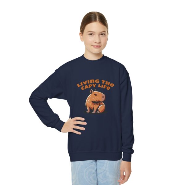 Youth Crewneck Sweatshirt with Adorable Capybara Design – Cozy and Fun for Everyday Wear