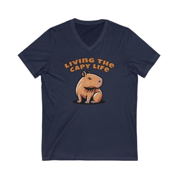 Unisex Short Sleeve V-Neck T-Shirt with Cute Capybara Design – Comfortable Casual Wear