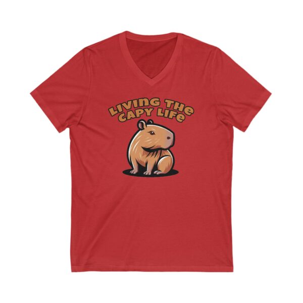 Unisex Short Sleeve V-Neck T-Shirt with Cute Capybara Design – Comfortable Casual Wear