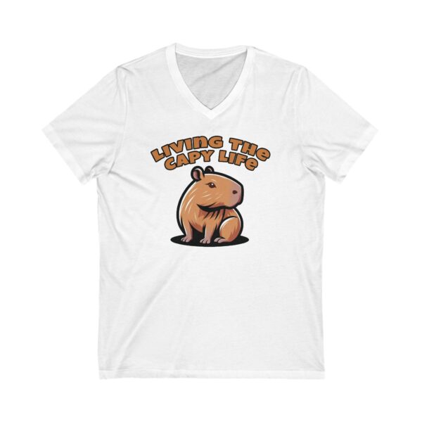 Unisex Short Sleeve V-Neck T-Shirt with Cute Capybara Design – Comfortable Casual Wear