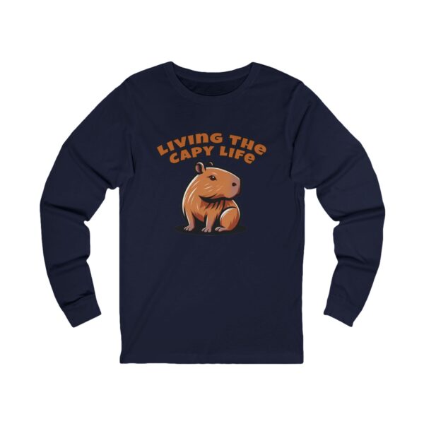 Unisex Jersey Long Sleeve Tee with Unique Capybara Design – Comfortable and Stylish Top