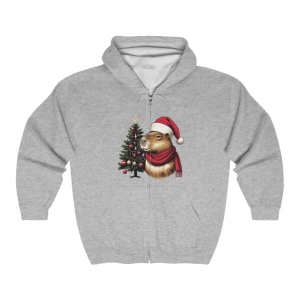 Unisex Christmas Capybara Full-Zip Hoodie – Festive and Cozy Outerwear