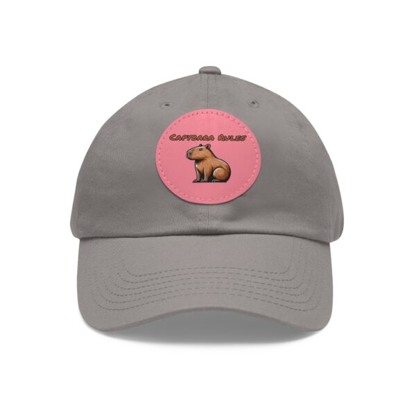 Dad Hat with Leather Patch (Round) - Capybara design