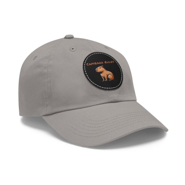 Dad Hat with Leather Patch (Round) - Capybara design