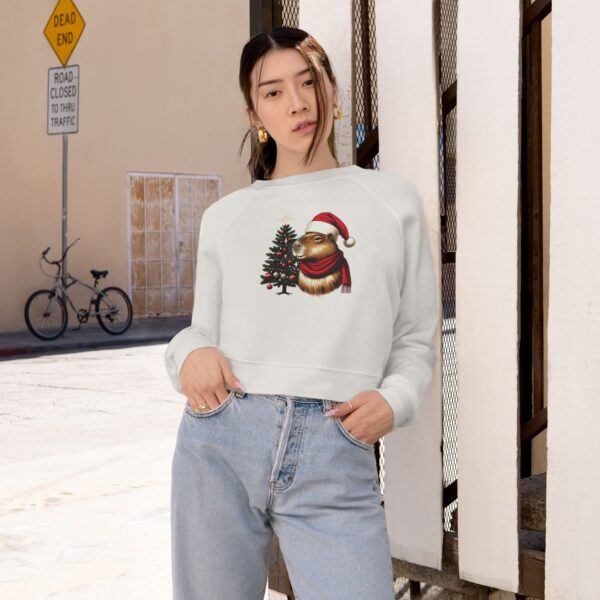 Women's Christmas Capybara Cropped Fleece Pullover – Cozy and Festive