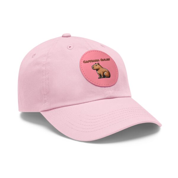 Dad Hat with Leather Patch (Round) - Capybara design