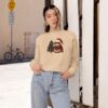 Women's Christmas Capybara Cropped Fleece Pullover – Cozy and Festive