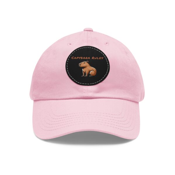 Dad Hat with Leather Patch (Round) - Capybara design