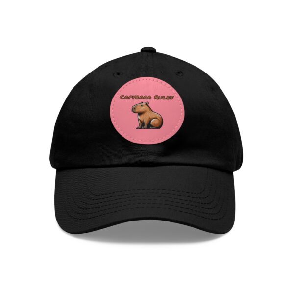 Dad Hat with Leather Patch (Round) - Capybara design