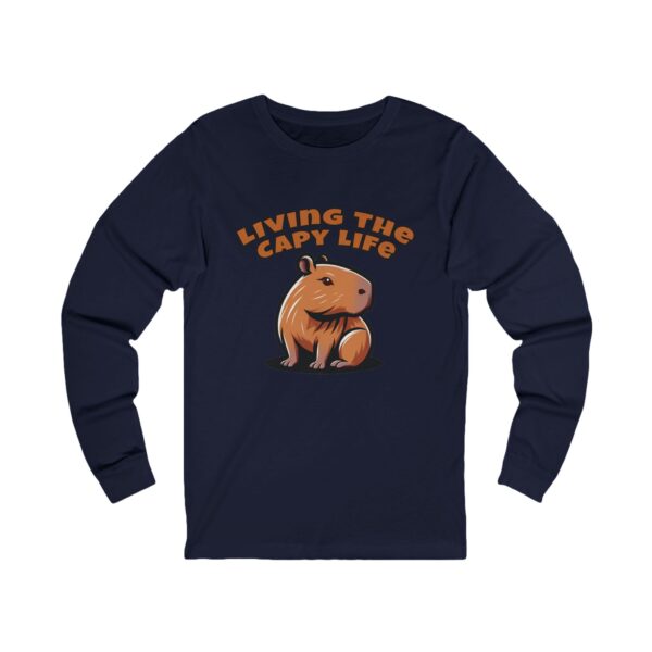 Unisex Jersey Long Sleeve Tee with Unique Capybara Design – Comfortable and Stylish Top