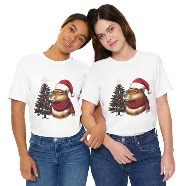 Unisex Christmas Capybara Tee – Festive and Cozy Short Sleeve Shirt