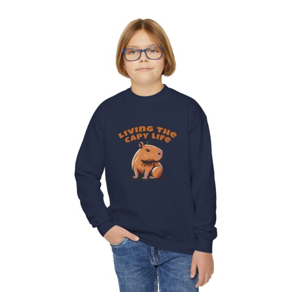 Youth Crewneck Sweatshirt with Adorable Capybara Design – Cozy and Fun for Everyday Wear