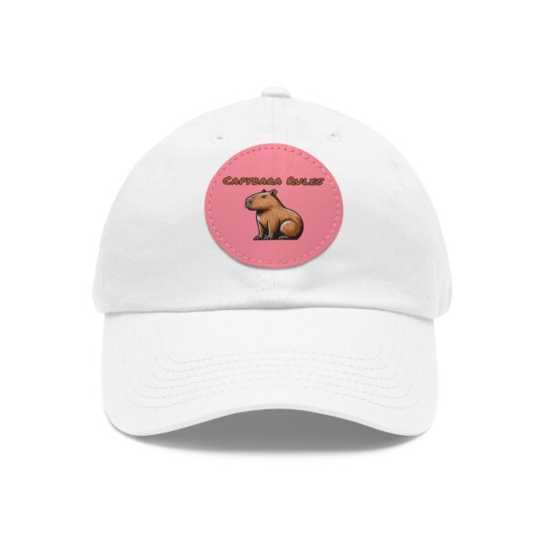 Dad Hat with Leather Patch (Round) - Capybara design