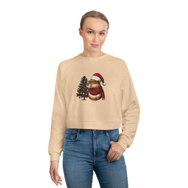 Women's Christmas Capybara Cropped Fleece Pullover – Cozy and Festive