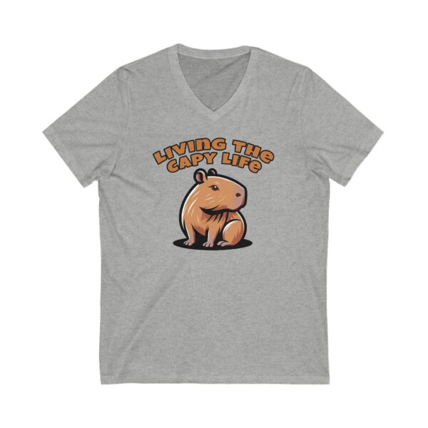 Unisex Short Sleeve V-Neck T-Shirt with Cute Capybara Design – Comfortable Casual Wear