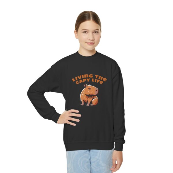Youth Crewneck Sweatshirt with Adorable Capybara Design – Cozy and Fun for Everyday Wear