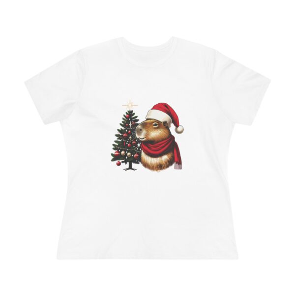 Women's Christmas Capybara Cotton Tee – Festive and Comfortable Top